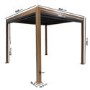 3 x 3m Heavy Duty Wood Effect Aluminium Pergola with Louvred Shutter Roof and Two Textilene Side Panels