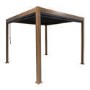 3 x 3m Heavy Duty Wood Effect Aluminium Pergola with Louvred Shutter Roof and Two Textilene Side Panels