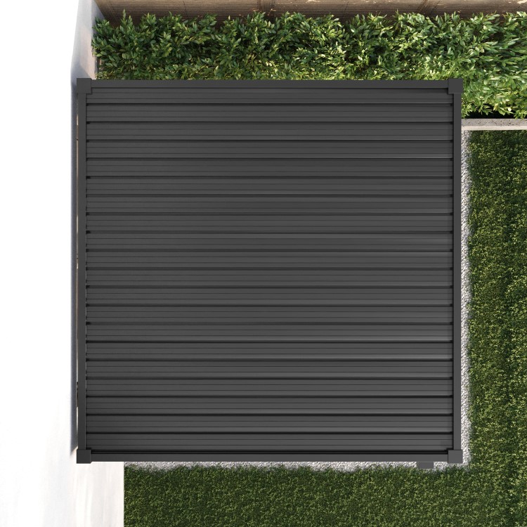 3 x 3m Heavy Duty Aluminium Charcoal Louvred Pergola with Solar LED Lighting & 2 Textilene Side Panels