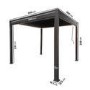 3 x 3m LED Light Heavy Duty Charcoal Aluminium Pergola with Louvred Shutter Roof Two Textilene Side Panel