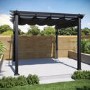 3 x 3m Aluminium Charcoal Pergola with Retractable Fabric Roof