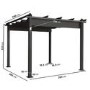 3 x 3m Aluminium Charcoal Pergola with Retractable Fabric Roof
