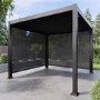 3 x 3m Heavy Duty Aluminium Charcoal Louvred Pergola & 2 Textilene Side Panels