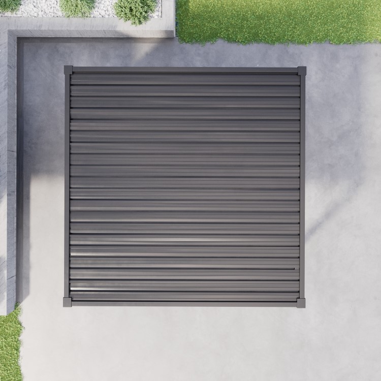 3 x 3m Heavy Duty Aluminium Charcoal Louvred Pergola & 2 Textilene Side Panels