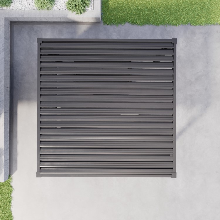 3 x 3m Heavy Duty Aluminium Charcoal Louvred Pergola & 2 Textilene Side Panels