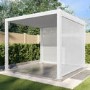 3 x 3m Heavy Duty Aluminium White Louvred Pergola & 2 Textilene Side Panels