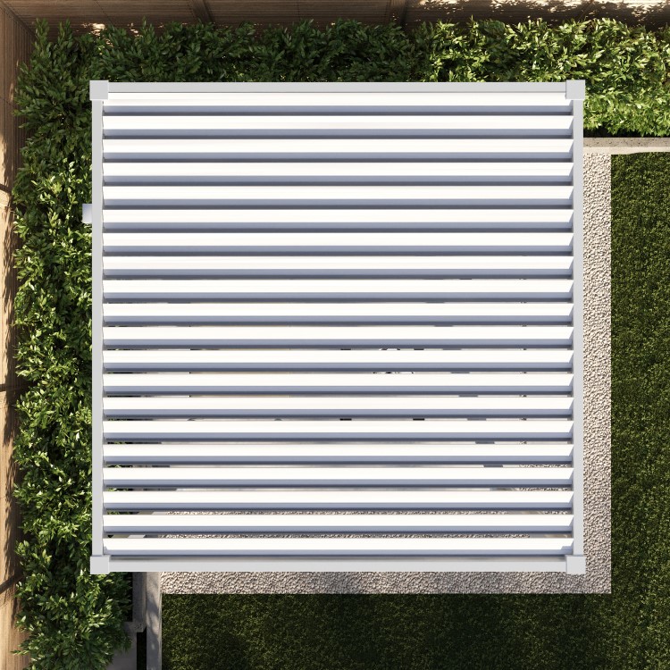 3 x 3m Heavy Duty Aluminium White Louvred Pergola & 2 Textilene Side Panels