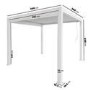 3 x 3m Heavy Duty White Aluminium Pergola with Louvred Shutter Roof with Two Textilene Side Panels