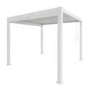 3 x 3m Heavy Duty White Aluminium Pergola with Louvred Shutter Roof with Two Textilene Side Panels