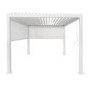 3 x 3m Heavy Duty White Aluminium Pergola with Louvred Shutter Roof with Two Textilene Side Panels