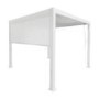 3 x 3m Heavy Duty White Aluminium Pergola with Louvred Shutter Roof with Two Textilene Side Panels