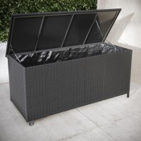 Medium Charcoal Rattan Garden Storage Box - 132.5 x 54.5cm