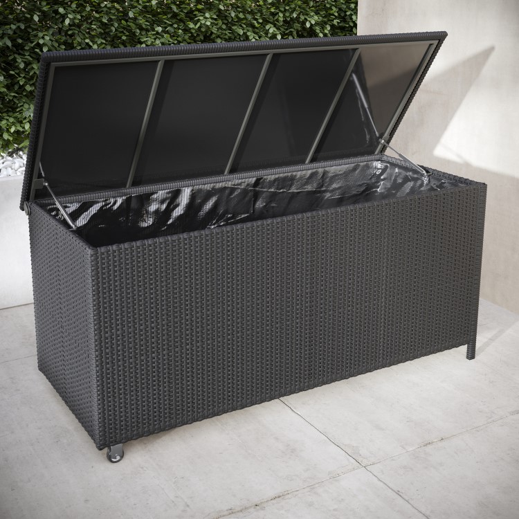 Medium Charcoal Rattan Garden Storage Box - 132.5 x 54.5cm