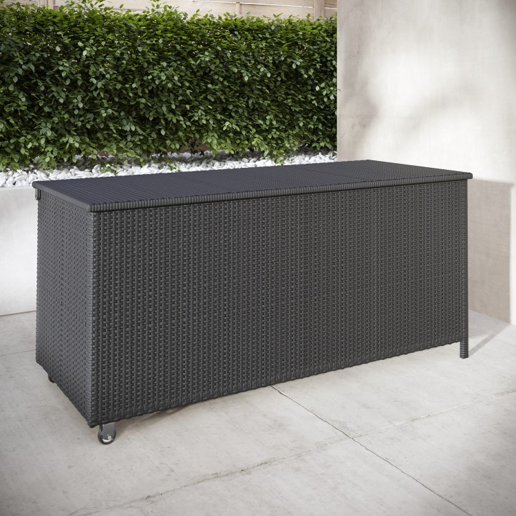 Medium Charcoal Rattan Garden Storage Box - 132.5 x 54.5cm