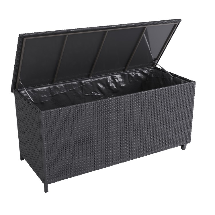 Medium Charcoal Rattan Garden Storage Box - 132.5 x 54.5cm