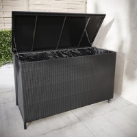 Large Charcoal Rattan Garden Storage Box - 159 x 75cm