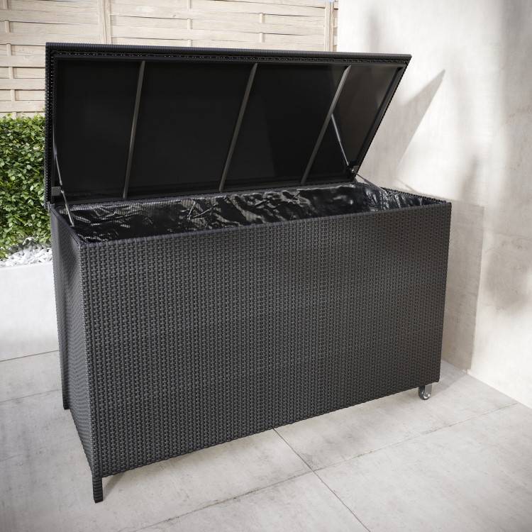Large Charcoal Rattan Garden Storage Box - 159 x 75cm