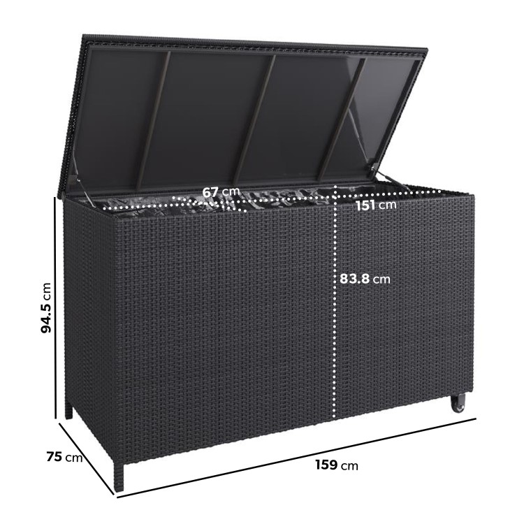 Large Charcoal Rattan Garden Storage Box - 159 x 75cm