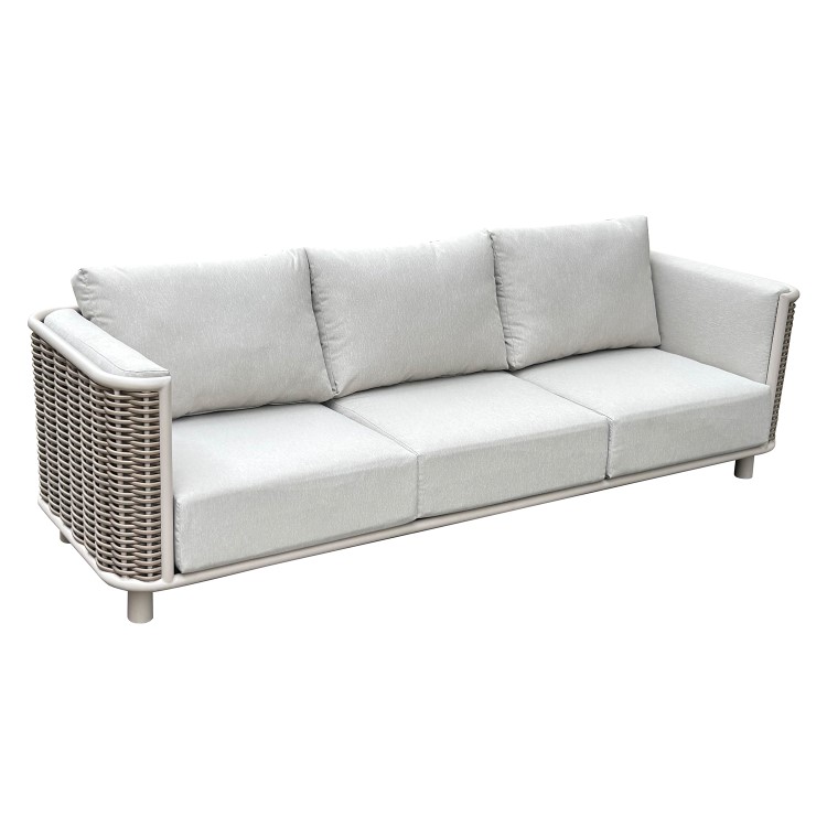 5 Seater Beige Aluminium and Rattan Sofa Set with Matching Coffee Table