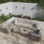 5 Seater Beige Aluminium and Rattan Sofa Set with Matching Coffee Table