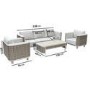 5 Seater Beige Aluminium and Rattan Sofa Set with Matching Coffee Table
