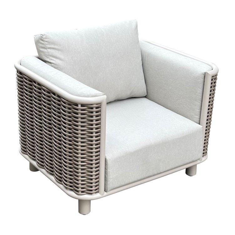 5 Seater Beige Aluminium and Rattan Sofa Set with Matching Coffee Table