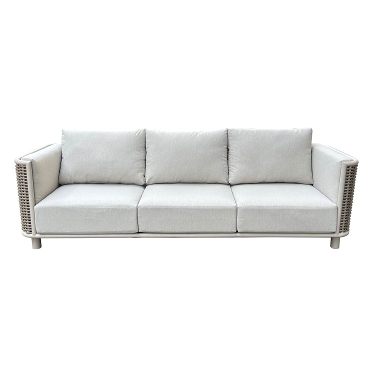 5 Seater Beige Aluminium and Rattan Sofa Set with Matching Coffee Table