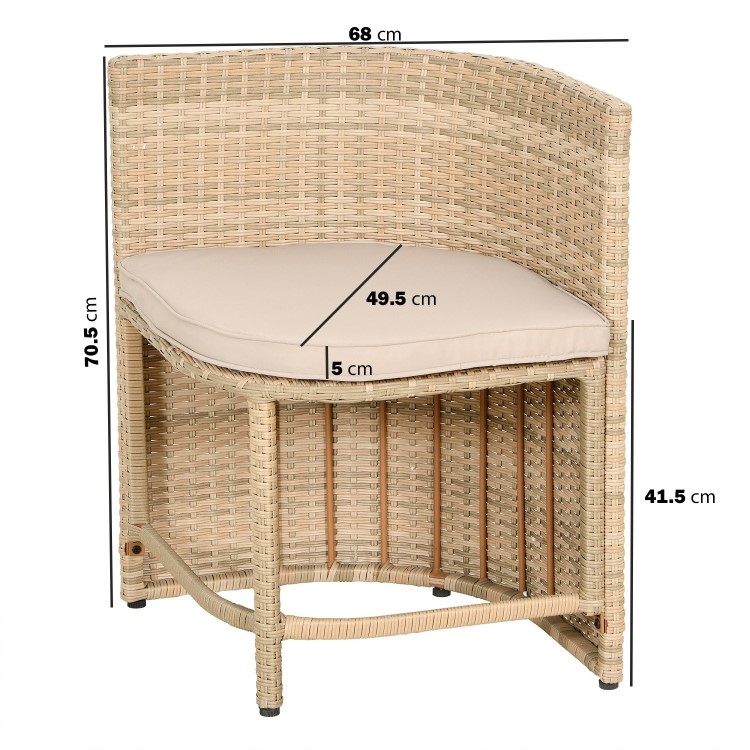 4 Seater Beige Rattan Cube Garden Dining Set with Matching Parasol