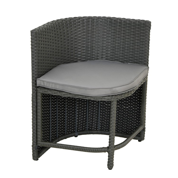 4 Seater Grey Rattan Cube Garden Dining Set with Matching Parasol