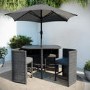 4 Seater Grey Rattan Cube Garden Dining Set with Matching Parasol
