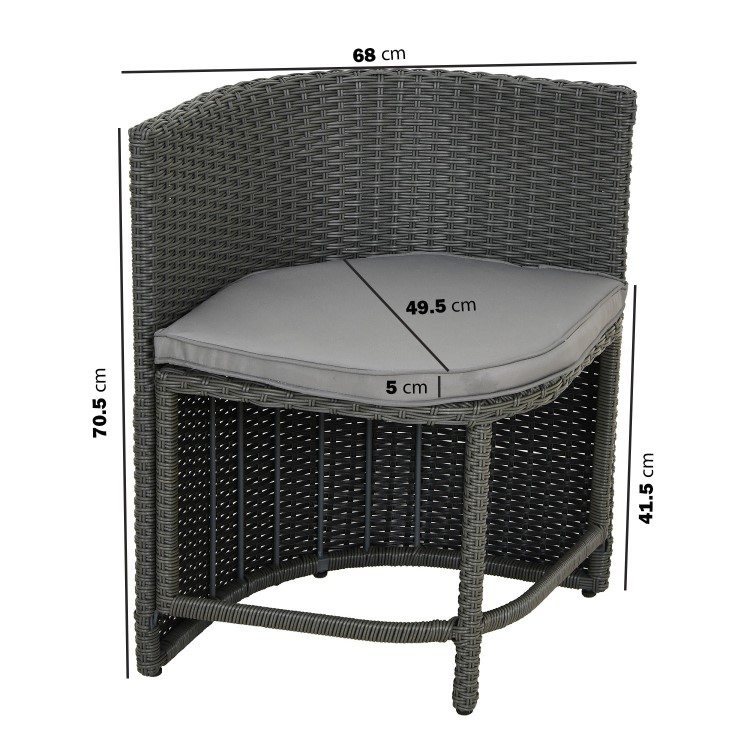 4 Seater Grey Rattan Cube Garden Dining Set with Matching Parasol