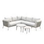5 Seater Beige Rope Garden Corner Sofa Set with Nesting Tables