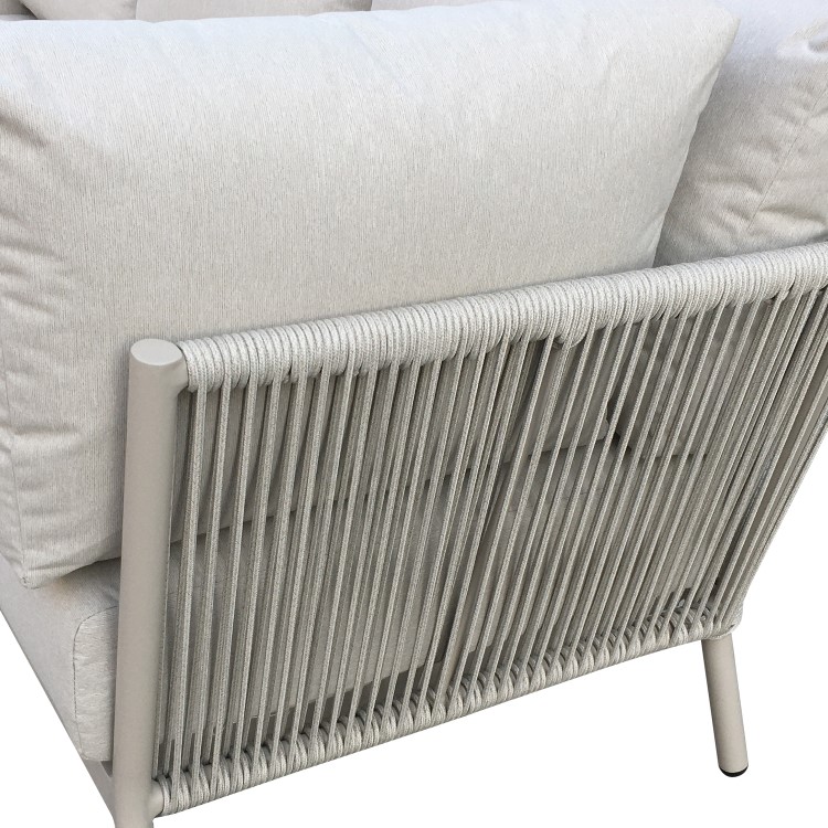 5 Seater Beige Rope Garden Corner Sofa Set with Nesting Tables