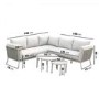 5 Seater Beige Rope Garden Corner Sofa Set with Nesting Tables