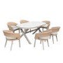 6 Seater Beige Aluminium & Rattan Oval Garden Dining Set