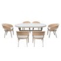 6 Seater Beige Aluminium & Rattan Oval Garden Dining Set