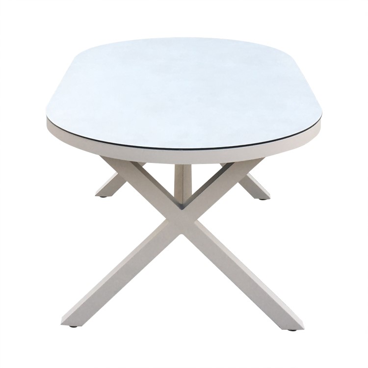 6 Seater Beige Aluminium & Rattan Oval Garden Dining Set