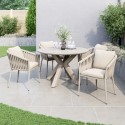 FTR244 4 Seater Beige Rope Round Garden Dining Set