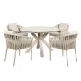4 Seater Beige Rope Round Garden Dining Set