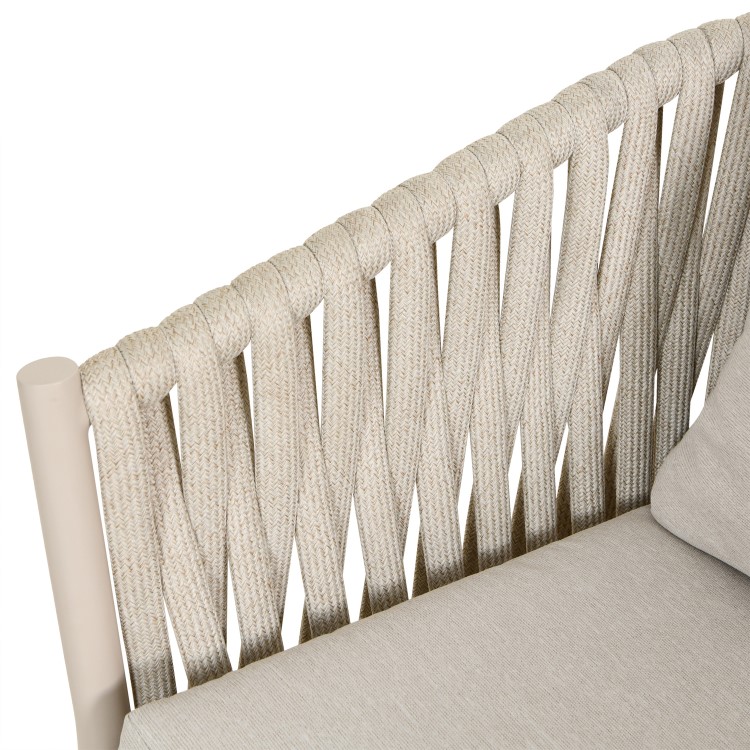 4 Seater Beige Rope Round Garden Dining Set