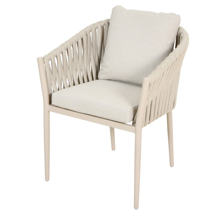 4 Seater Beige Rope Round Garden Dining Set