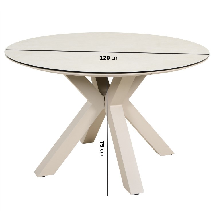 4 Seater Beige Rope Round Garden Dining Set