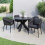 4 Seater Black Rope Round Garden Dining Set