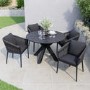 4 Seater Black Rope Round Garden Dining Set