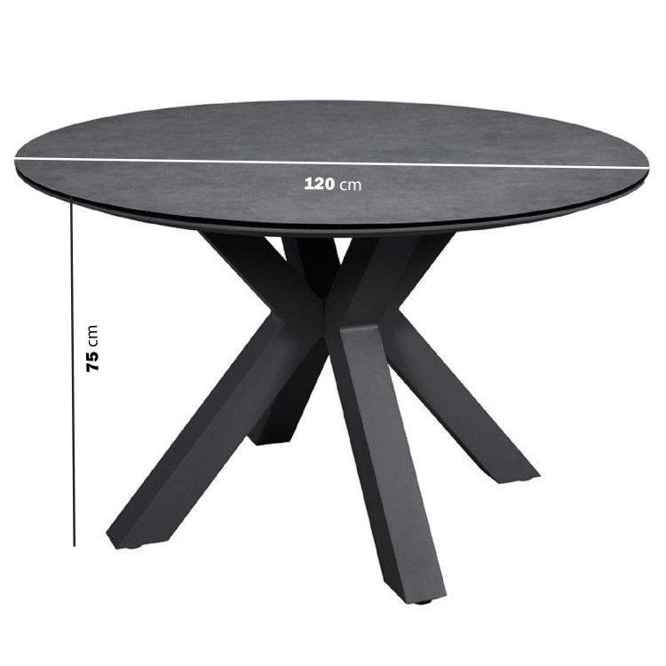 4 Seater Black Rope Round Garden Dining Set