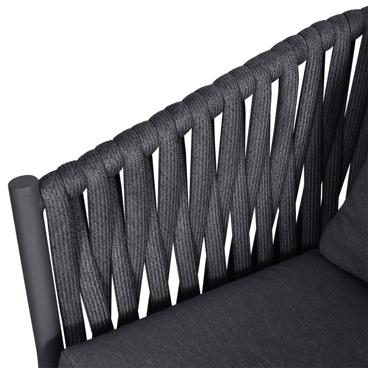 4 Seater Black Rope Round Garden Dining Set