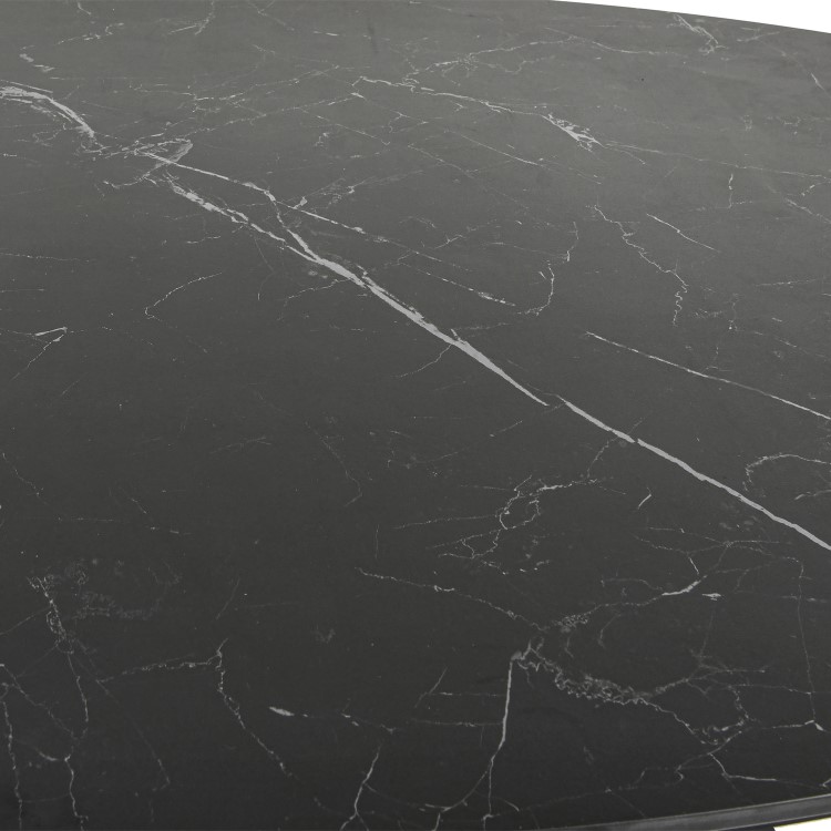 6 Seater Black Garden Wicker Dining Set with Sintered Stone Oval Table 