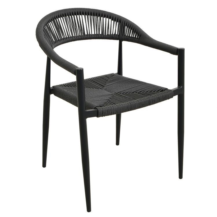 6 Seater Black Garden Wicker Dining Set with Sintered Stone Oval Table 