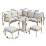 7 Seater Beige Aluminium Corner Garden Dining Set with Height Adjustable Table