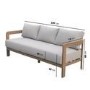 5 Seater Aluminium Wood Effect Beige Garden Sofa Set with Nesting Tables